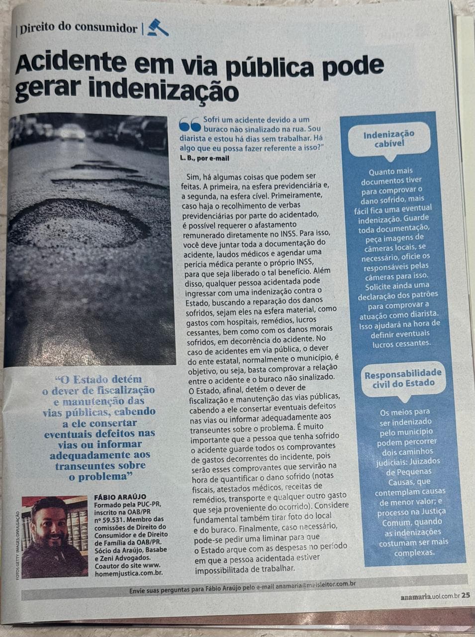 Coluna da ABZ na revista Ana Maria