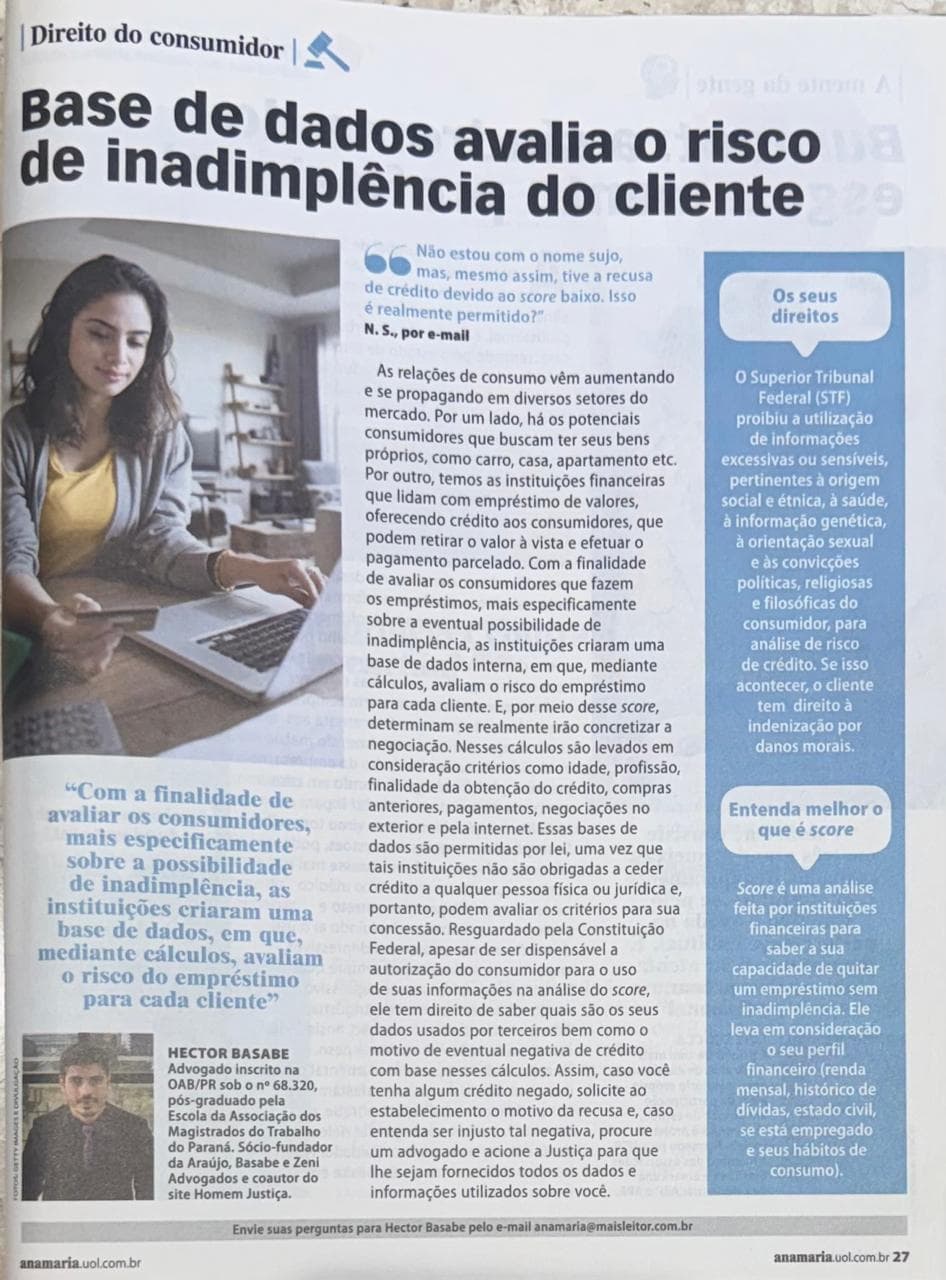 Coluna da ABZ na revista Ana Maria