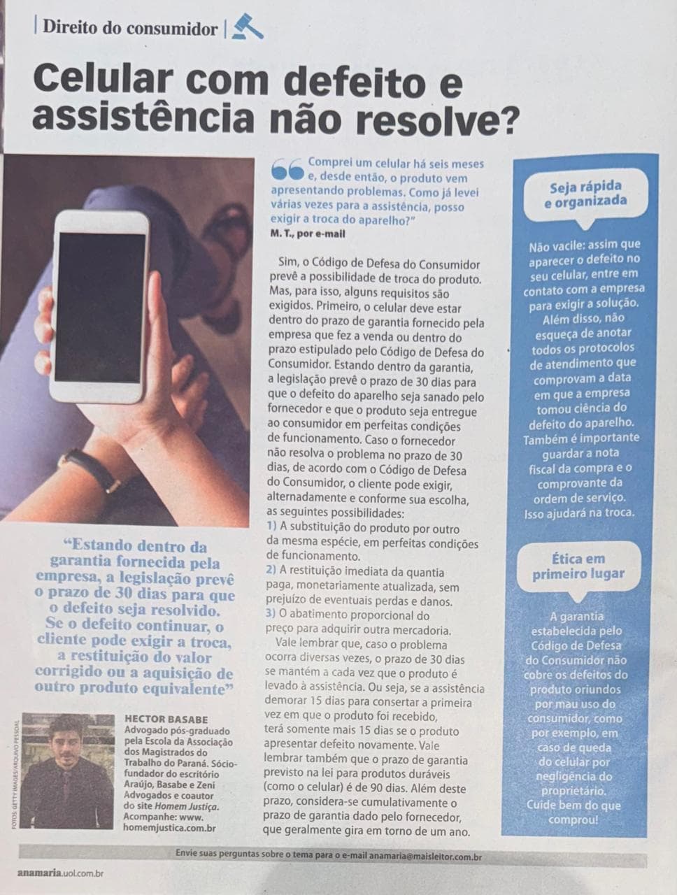 Coluna da ABZ na revista Ana Maria
