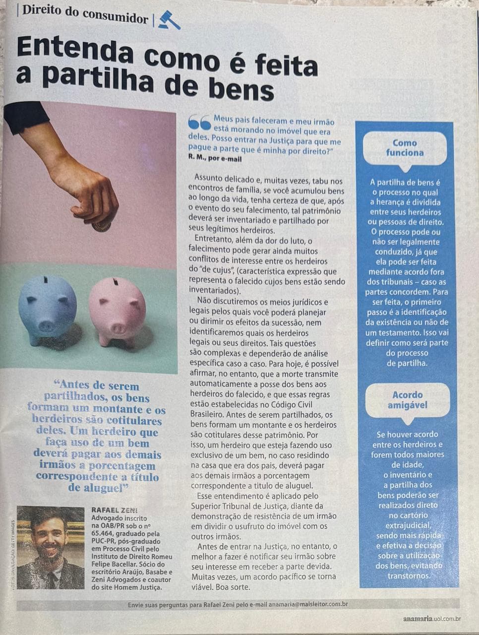 Coluna da ABZ na revista Ana Maria