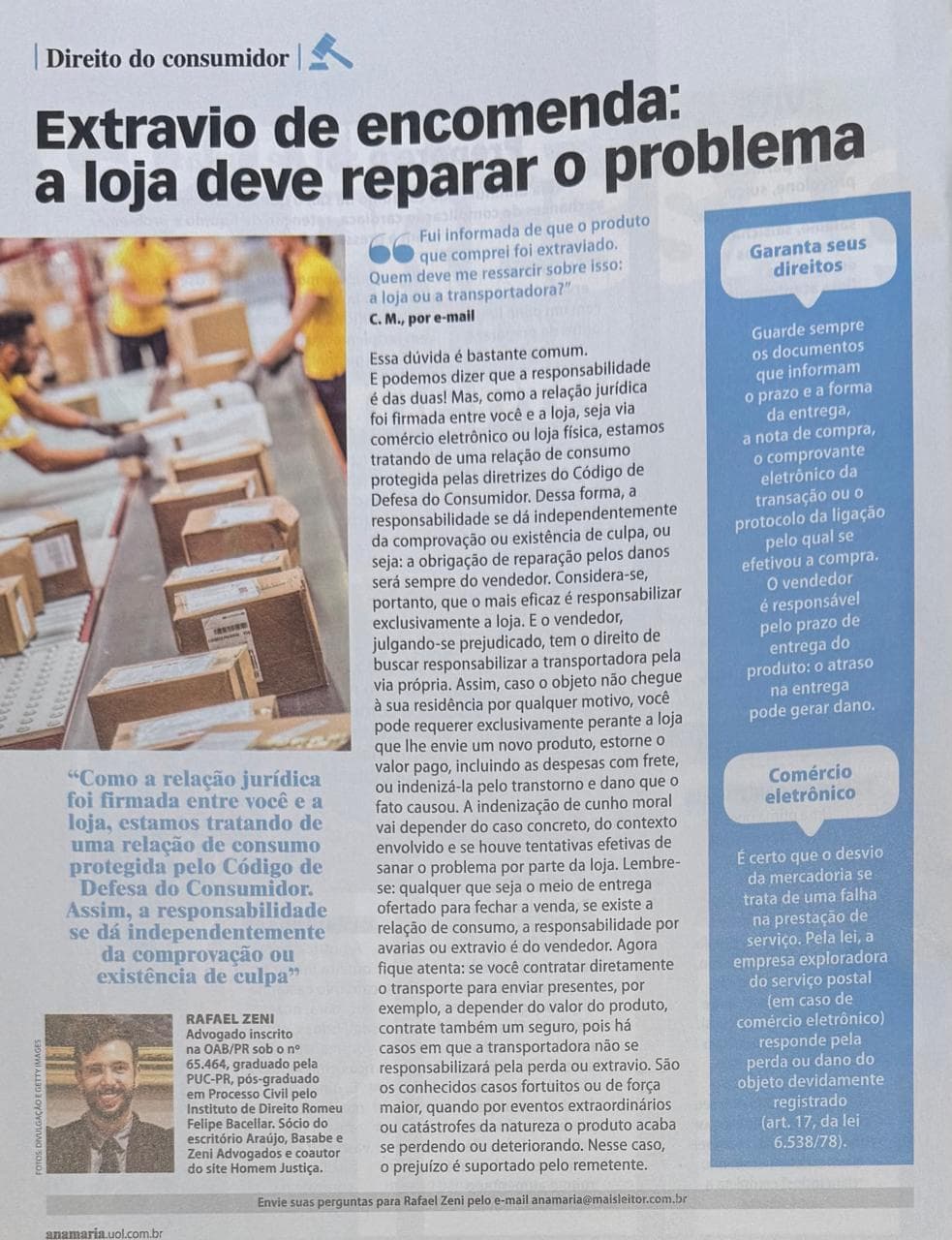 Coluna da ABZ na revista Ana Maria