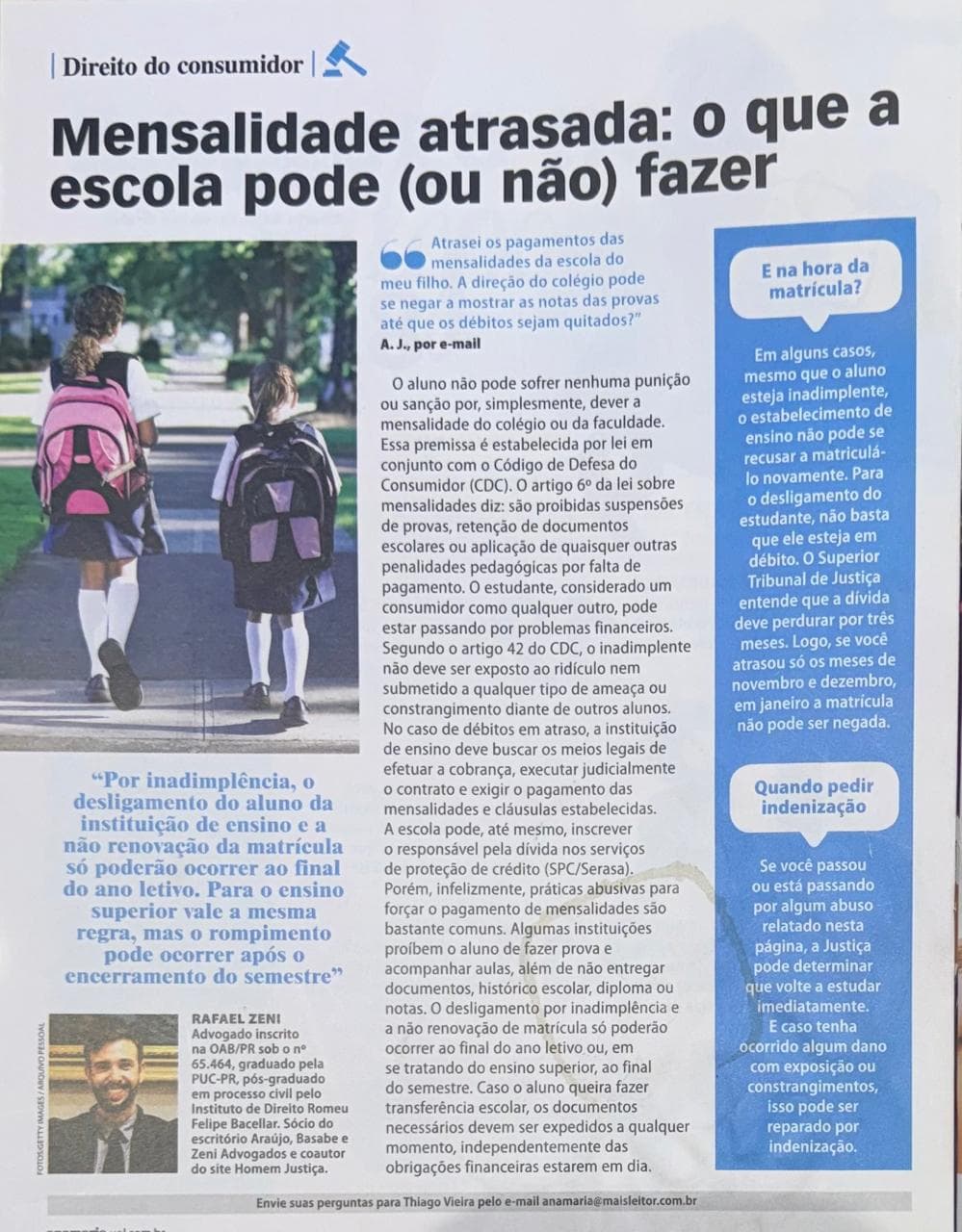 Coluna da ABZ na revista Ana Maria