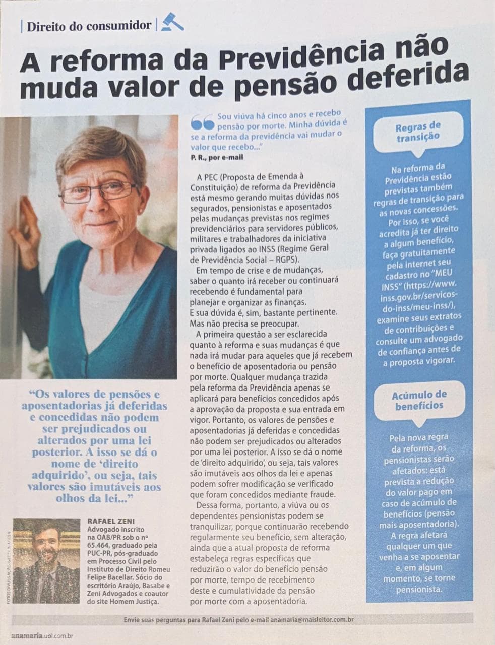 Coluna da ABZ na revista Ana Maria