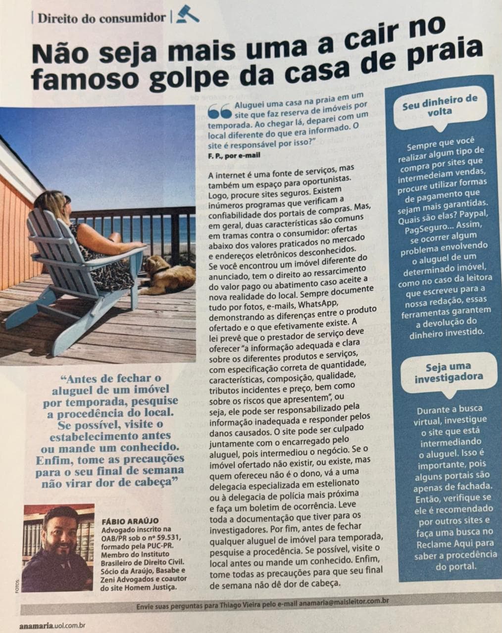 Coluna da ABZ na revista Ana Maria