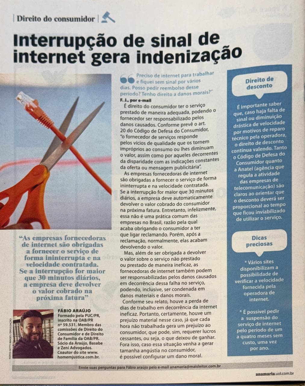 Coluna da ABZ na revista Ana Maria
