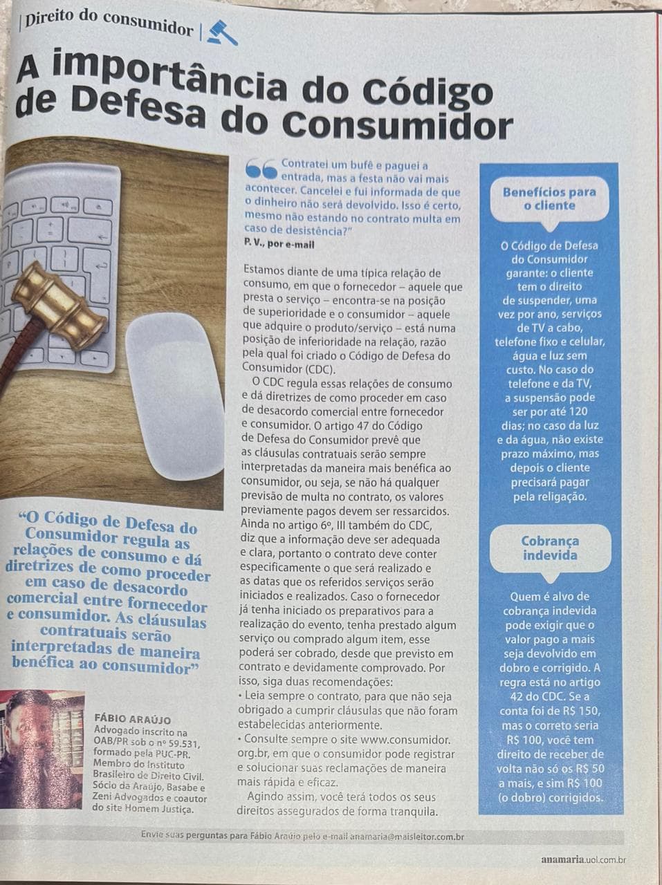 Coluna da ABZ na revista Ana Maria