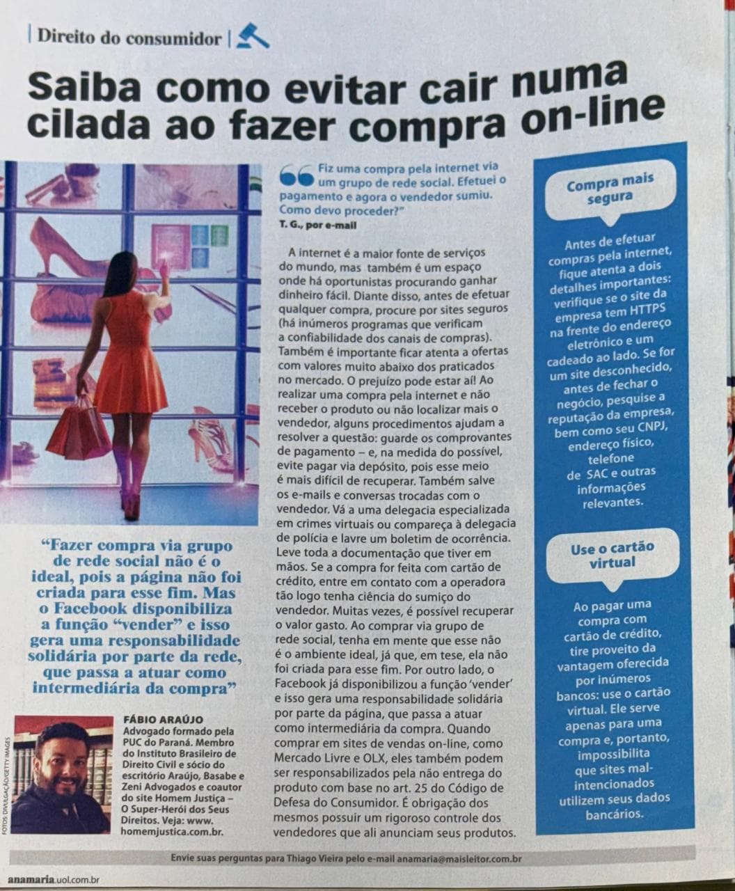 Coluna da ABZ na revista Ana Maria