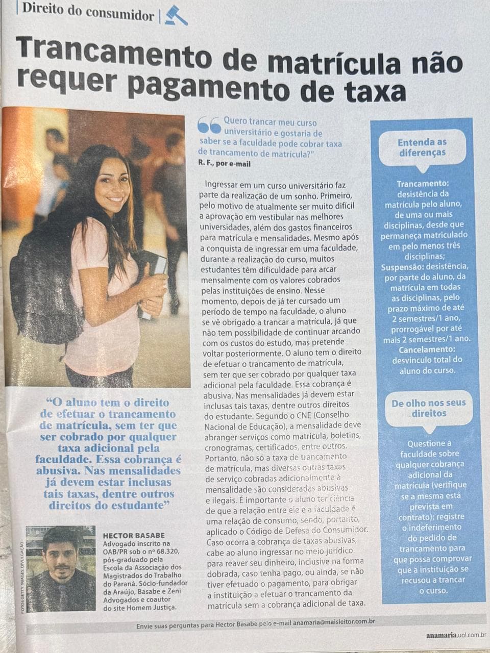 Coluna da ABZ na revista Ana Maria