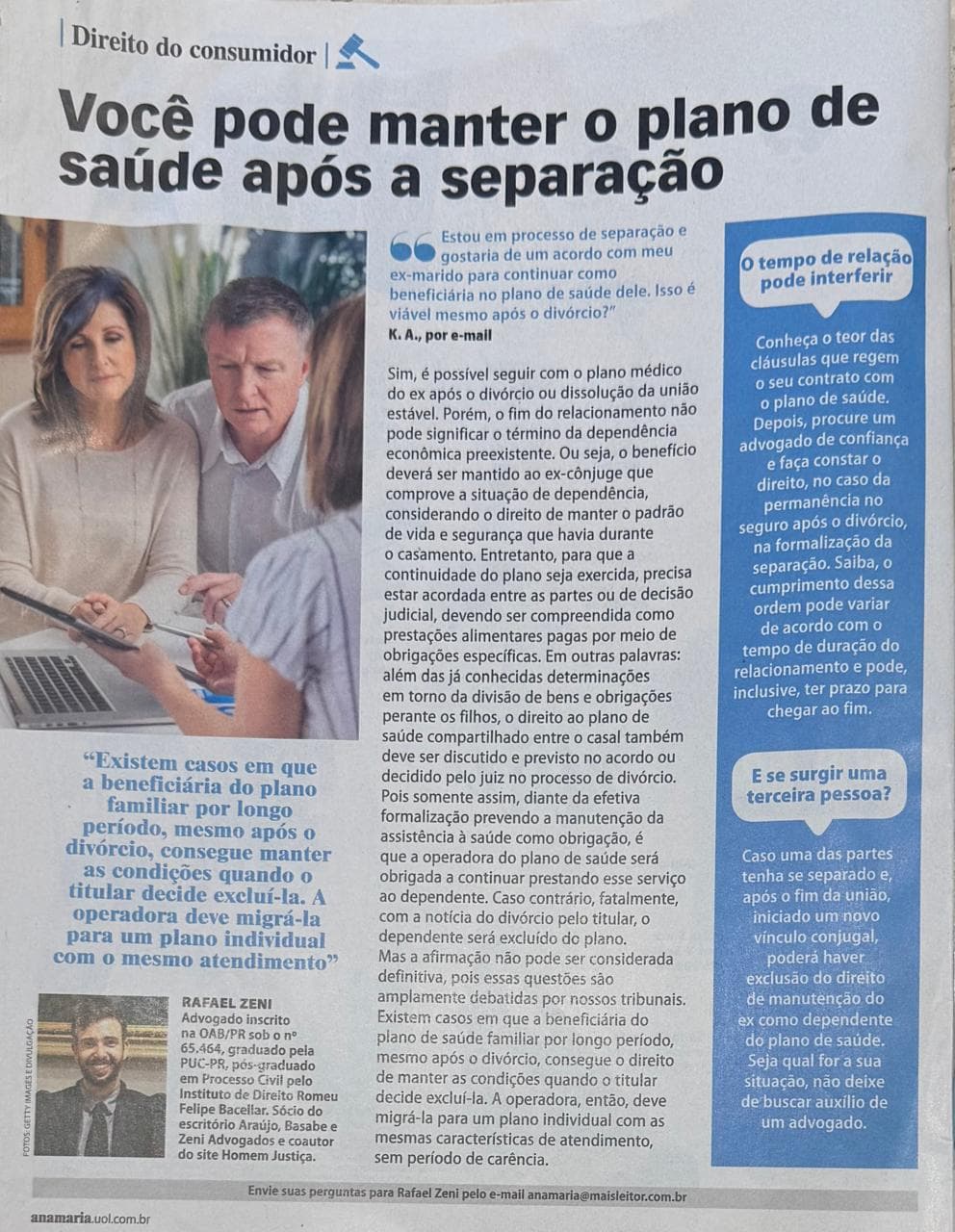 Coluna da ABZ na revista Ana Maria